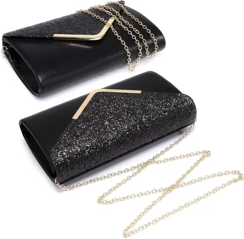Miniatura 3 de Dasein Bolsos de noche para mujer, bolsos de mano formales para bodas, fiestas, bailes, bolsos con correa para el hombro y solapa con purpurina