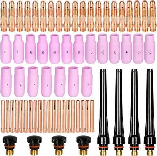 68 unids TIG Antorcha Consumibles Accesorios KIT para Antorcha de Soldadura TIG PTA DB SR WP 17 18 26 Tapa Trasera/Cuerpo Collet/Boquilla de Alúmina