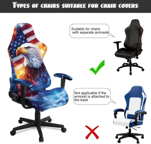 Miniatura 7 de Bald Eagle Gaming Protector for Students American Flag Stretchy Armrest Covers Patriotic Ergonomic Office Cover Dustproof Home & Dorm Room Decor
