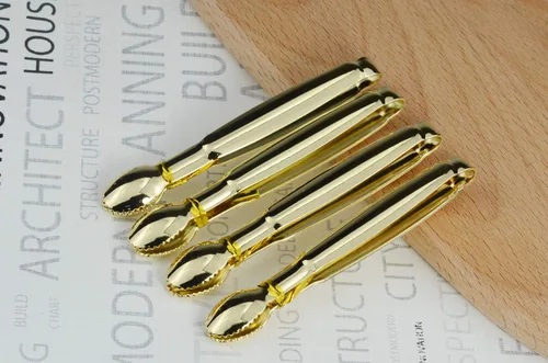 Miniatura 5 de HINMAY Pinzas para servir chapadas en oro de 4 pulgadas, pinzas de cubo de azúcar de acero inoxidable, minipinzas para hielo, juego de 4