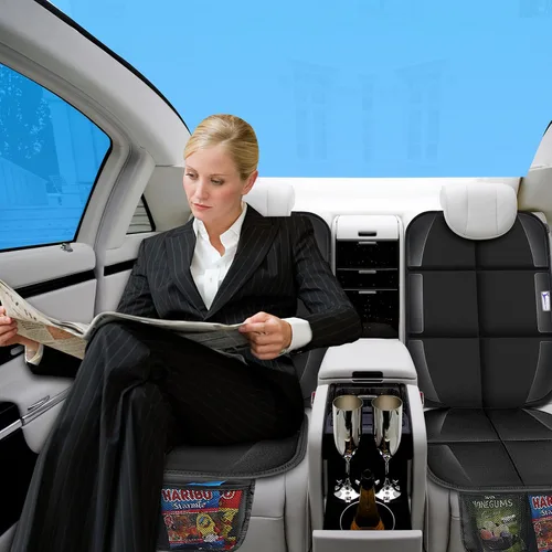 Miniatura 7 de Protector de Asiento de Automóvil, Protector de Asiento con Respaldo Acolchado de Goma Antideslizante para Asientos Infantiles, Protector de Asiento