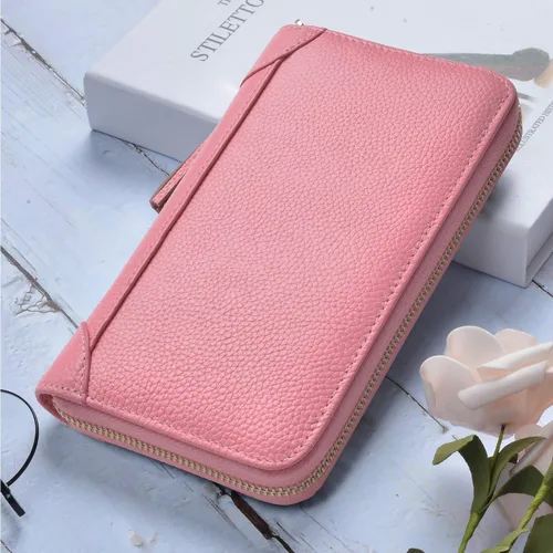 Miniatura 2 de Easyoulife - Monedero de cuero con cremallera, billetera portatarjetas para mujer, bloqueo RFID