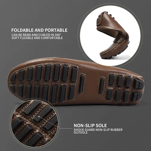 Miniatura 6 de Artisure Mocasines clásicos de cuero genuino para mujer, mocasines de conducción, mocasines casuales sin cordones, zapatos de barco cómodos y a