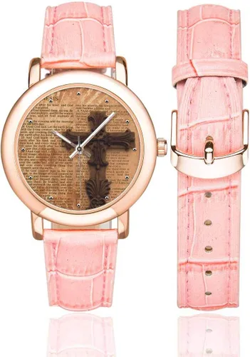 Miniatura 2 de InterestPrint Christian Bible Lettering - Reloj de pulsera para mujer, chapado en oro rosa