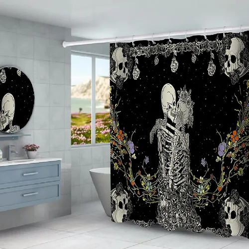 Miniatura 4 de NEWSUYAA Juego de cortinas de ducha con alfombras antideslizantes y tapetes de baño, cortinas de bañera con 12 ganchos, decoración de baño