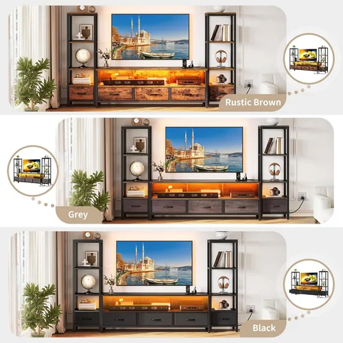 Miniatura 3 de YITAHOME Moderno soporte de TV para televisores de 65 pulgadas, centro de entretenimiento con cajones y estanterías, gabinete de consola de TV LED