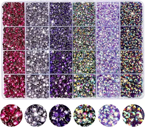 Miniatura 16 de Diamantes de imitación de resina con parte trasera plana, 21000 unidades de piedras preciosas de gelatina que no se calientan, 6