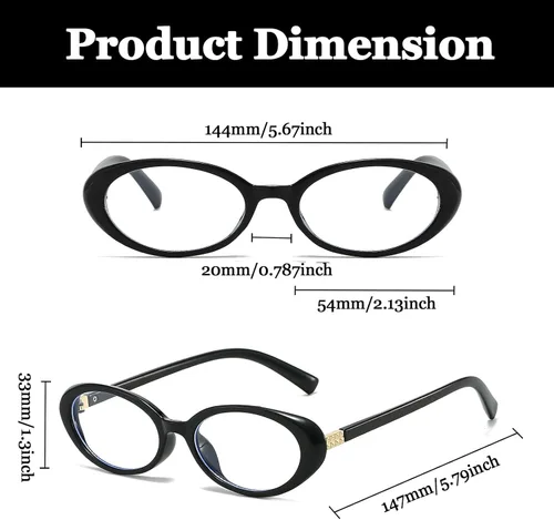 Miniatura 3 de LJCZKA Lentes ovalados con bloqueo de luz azul para mujeres y hombres, pequeños anteojos ovalados para computadora, antifatiga ocular para leer