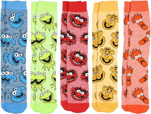 Miniatura 2 de Bioworld The Muppets Kermit Animal Gonzo Beaker Fozzie 5 Pack Crew Calcetines, Varios