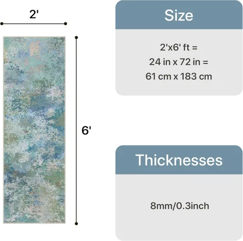 Miniatura 2 de GENIMO Alfombra antideslizante de 2 x 6 pies, lavable para pasillos de cocina, alfombras de cocina modernas abstractas, alfombra ligera de pelo bajo