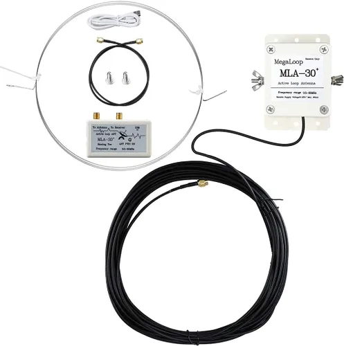 Miniatura 8 de K-180WLA Antena de recepción de banda ancha de bucle activo 100kHz-180MHz 20dBi SDR Radio Antena de onda corta de bucle pequeño, alimentador de 32.8