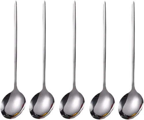 Miniatura 7 de 5 cucharas de sopa de acero inoxidable 304 de 8 pulgadas, con acabado de espejo grueso, cucharas coreanas de acero inoxidable, cucharadas de metal
