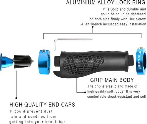 Miniatura 3 de Puños ergonómicos de manubrio de bicicleta, de Topcabin, con amplia superficie de agarre
