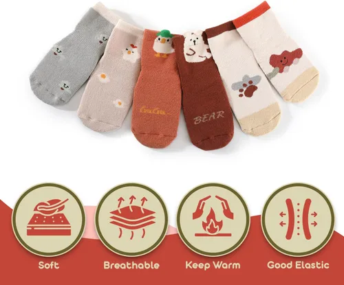 Miniatura 7 de Baby Socks with Grip 6 pairs Non anti Slip Thick Winter Warm cotton Infants