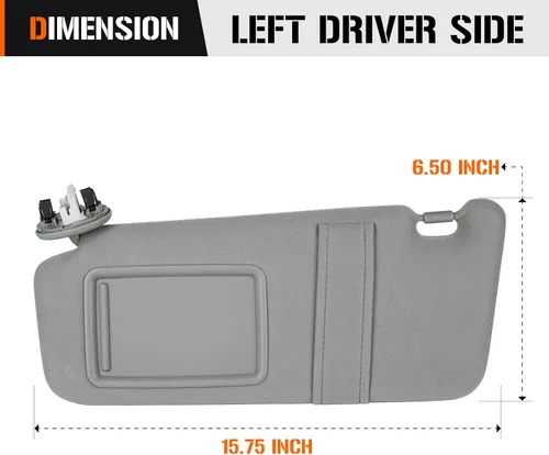 Miniatura 5 de Visera solar con luz para Toyota Camry 2007-2011 con techo corredizo, lado izquierdo del conductor gris. Reemplaza 74320-06800-B0