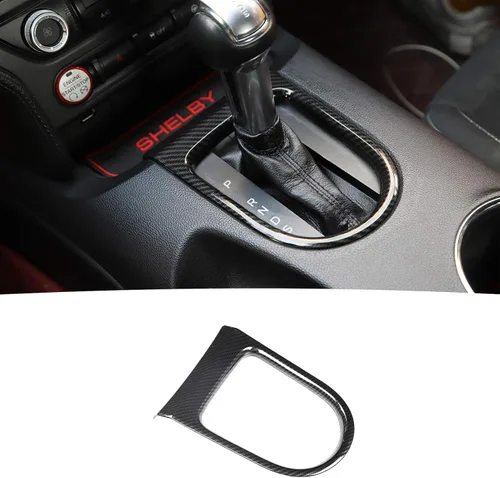 RT-TCZ Cubierta del marco del panel de cambio de marchas, accesorios adhesivos compatibles con Ford Mustang 2015 2016 2017 2018 2019 2020 2021 2022