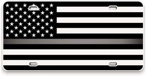 Miniatura 63 de JASS GRAPHIX Placa de matrícula personalizada con la bandera estadounidense de línea amarilla, homenaje personalizado a despachadores y operadores