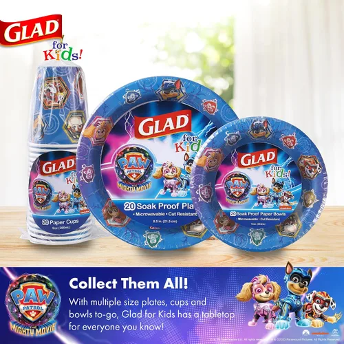 Miniatura 6 de Glad Cuencos de papel de Paw Patrol para niños, diseño de escudos, cuencos desechables con diseño apto para niños, duraderos y divertidos