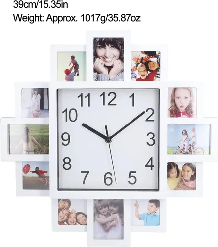 Miniatura 7 de Lazmin112 Reloj de pared con marco de fotos blanco de 15.35 pulgadas, marco de fotos electrónico montado en la pared para hacer tu propio reloj