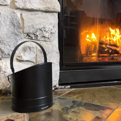Miniatura 2 de Mind Reader Cubo para cenizas para chimenea, capacidad de 6 L (1.5 galones), estufa de leña, accesorios para chimenea, metal, 9 pulgadas de largo x