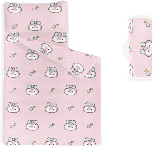Miniatura 10 de Tapete para siesta – Saco de dormir de animales con almohada extraíble – Juego de ropa de cama para guardería y fiestas de pijamas, preescolar