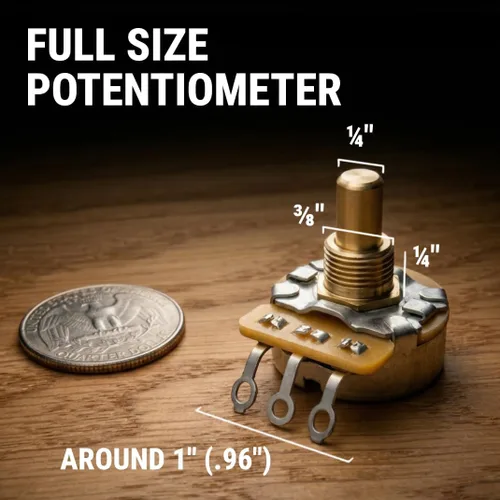 Miniatura 8 de Potenciómetro CTS 250k para guitarra - Eje sólido corto personalizado, cono de audio, 10% de tolerancia (2x)