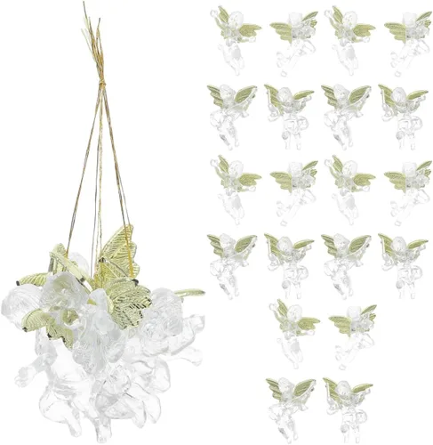 PRETYZOOM Colgante de ángel transparente para árbol de Navidad con alas de ángel doradas, decoración navideña para el hogar y fiesta