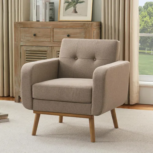 HUIMO Silla decorativa de tela, sillas de sala de estar con botones, fácil de instalar, silla tapizada con brazo para sala de estar, dormitorio,