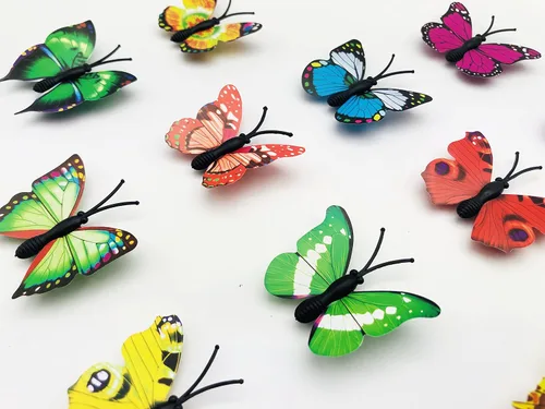 Miniatura 4 de 100 calcomanías de mariposa coloridas, calcomanías de pared de mariposa 3D, decoración de pared de mariposas de plástico para fiesta de cumpleaños