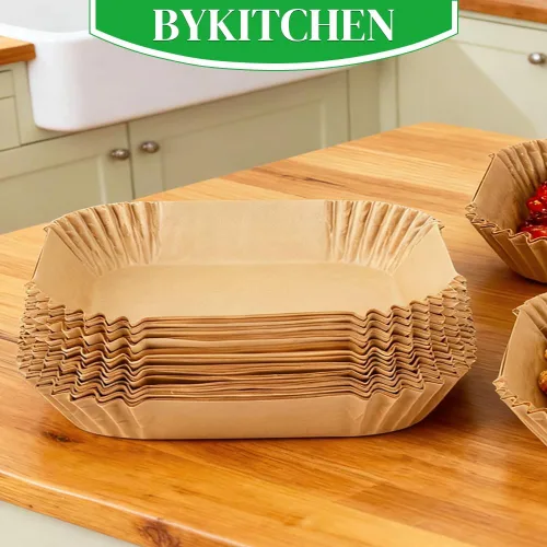 Miniatura 9 de BYKITCHEN 300 piezas de revestimientos para freidora de aire para Ninja Dual Airfryer, papel pergamino desechable rectangular para freidora de aire