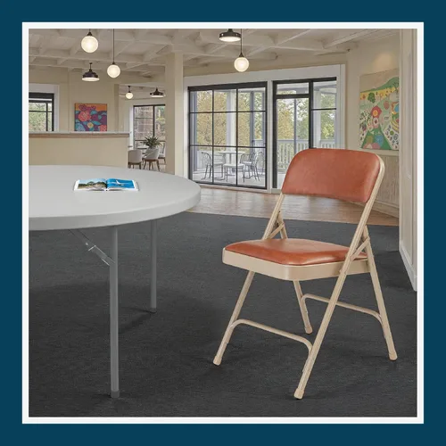 Miniatura 2 de OEF Furnishings OEF1203 Silla plegable acolchada de vinilo de grado comercial (marrón, paquete de 4)