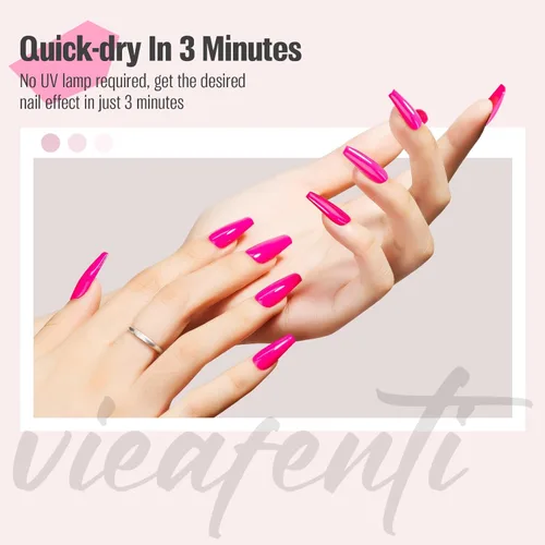 Miniatura 4 de Esmalte de uñas rosa intenso brillante, 0.5 onzas líquidas, esmalte de uñas de secado rápido de alto brillo, aplicación suave de larga duración