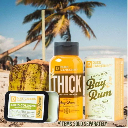 Miniatura 6 de Duke Cannon Supply Co. Colonia Sólida para Hombre Bay Rum (Almizcle Cítrico, Madera de Cedro, Especias Isleñas) - Bálsamo Concentrado, Lata Cómoda