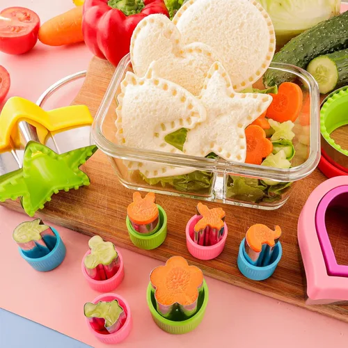 Miniatura 4 de Cortador de sándwiches y sellador para niños, 4 piezas, desoxidante de pan grande, sándwiches para hacer galletas de frutas y verduras, cortador
