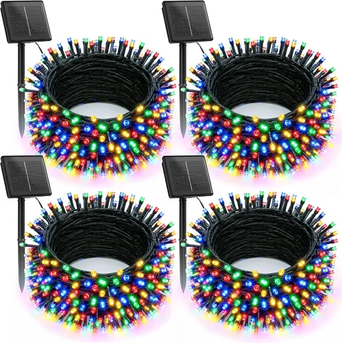 Miniatura 17 de Brightown Paquete de 2 luces solares de cadena para exterior, cada una de 46 pies, 120 luces LED, luces solares de cadena para exterior con 8 modos