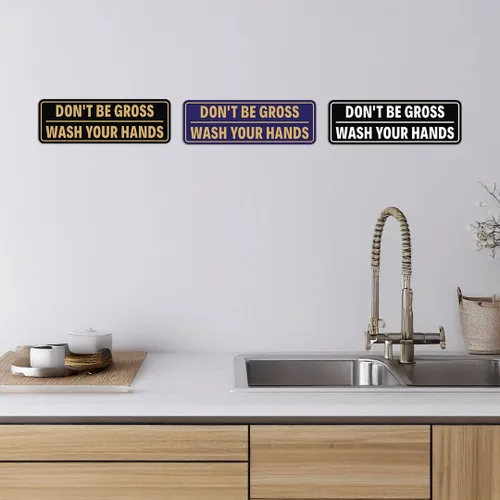 Miniatura 4 de Letrero estándar para puerta o pared, diseño de "Don't Be Gross ("Wash Your Hands"), color negro, mediano