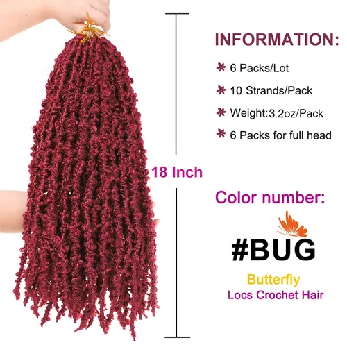 Miniatura 105 de ZRQ Butterfly Locs Cabello de Ganchillo Corto 6 Paquetes Negro Cabello Bob de Ganchillo 8 Pulgadas Locs Sintéticos Desordenados Desgastados Trenzas