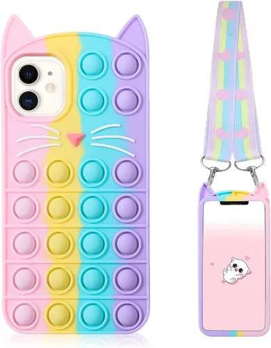 Funda antiestrés para iPhone 11, diseño de dibujos animados 3D, diseño de dibujos animados graciosos, kawaii, suave, de silicona, para iPhone 11 de