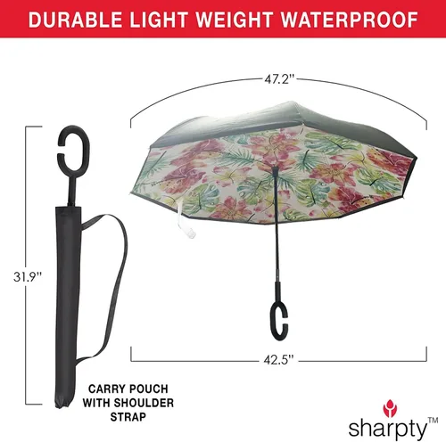 Miniatura 3 de Sharpty - Paraguas invertido, resistente al viento para mujer con protección UV, con mango en forma de C