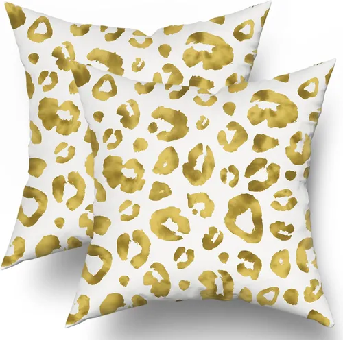 Miniatura 17 de Juego de 2 fundas de almohada con estampado de leopardo gris aguamarina de 16 x 16 pulgadas, diseño de guepardo gris acuarela y blanco, fundas