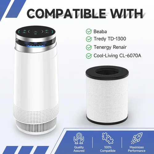 Miniatura 2 de Paquete de 2 filtros de repuesto True HEPA compatibles con Tenergy Renair, Cool-Living CL-6070A, Beaba, Tredy TD-1300 purificador de aire, filtro
