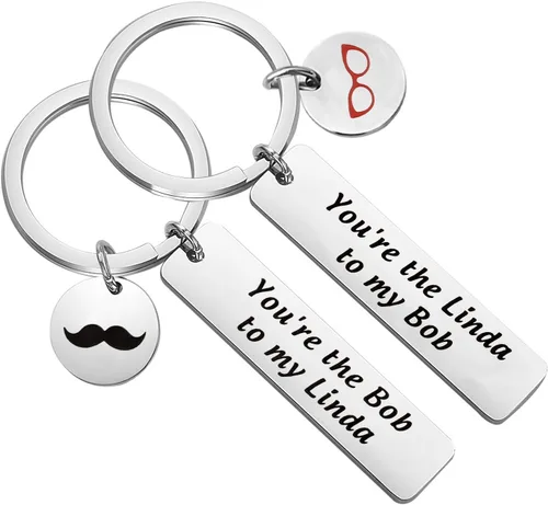 FAADBUK Regalo inspirado en hamburguesas para parejas, juego de keychian You're the Linda to my Bob regalo del día de San Valentín
