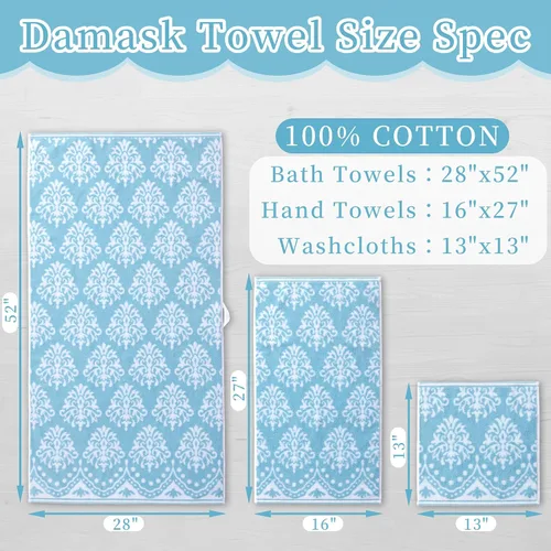 Miniatura 5 de Paños de lavado de algodón para ducha (6 piezas, 13 x 13 pulgadas), de secado rápido, gruesos, absorbentes, toallas faciales suaves para baño, juego