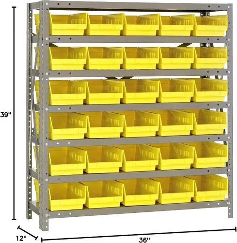 Miniatura 165 de Quantum QSBU-245BK Heavy Duty Shelving Unit with (7) Shelves and (24) QUS245 Black Bins for Garage Warehouse Storage Distribution 400 lb Load