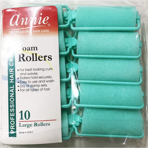 Miniatura 2 de Annie Rodillos de espuma grandes de 1 pulgada, 10 unidades, rizadores de esponja suave verde para rizos y ondas sin calor, no necesita alfileres ni