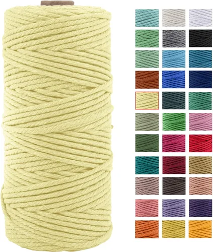 Miniatura 13 de Cuerda de macramé de algodón natural grueso de 3mm x 109 yardas, cuerda de algodón torcido de 4 hebras para macramé suave de color natural hecho a