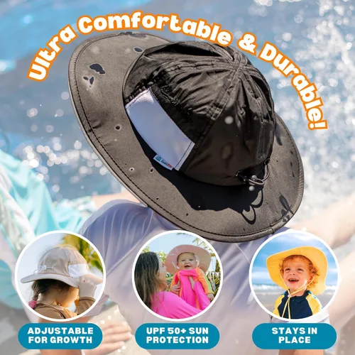 Miniatura 6 de SwimZip, sombrero unisex para niños, ala ancha, protección solar FPS 50, ajustable.