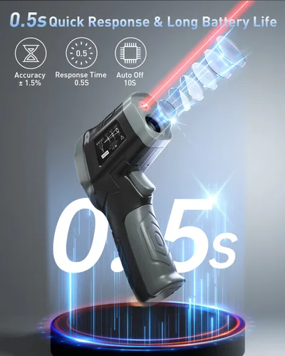 Miniatura 6 de Eventek Pistola de termómetro infrarrojo, [3 en 1] -58°F ~ 1112°F (-58.0 °F ~ 1,112.0 °F) pistola de temperatura láser digital para cocinar, horno