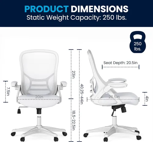 Miniatura 3 de Flash Furniture Porter - Silla de oficina giratoria de respaldo alto con soporte lumbar ajustable y altura, silla de escritorio ergonómica de malla