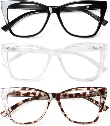 Miniatura 9 de Lentes de lectura de gran tamaño para mujer, elegantes lentes de ojo de gato, bloqueo de luz azul, para lectura de computadora con bisagra